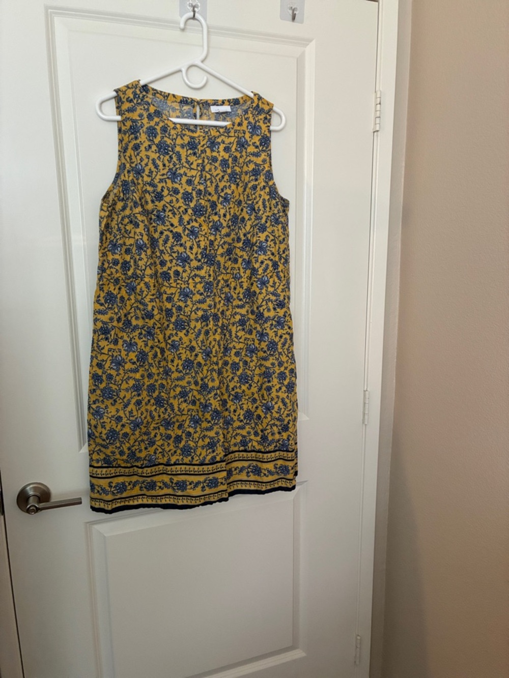 J Jill Linen yellow& blue Shift Dress